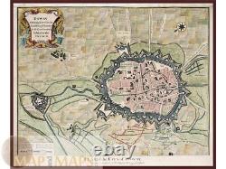 Plan ancien de la ville de Douai en France par Rapin en 1743