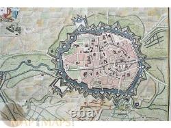 Plan ancien de la ville de Douai en France par Rapin en 1743