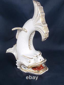 Poisson-dragon en porcelaine antique 11,4 (29cm) or rouge très ancien dissipateur de fumée