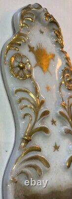 Porcelaine Antique Porcelaine Flamming Heart Decor Old Paris Golden Floral Rare 19ème