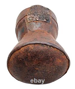 Pot de mesure de grain en cuivre rare, ancien, vintage et fait main en fer antique de 1800