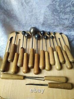 RARE Outils anciens vintage pour estampage métallique Ensemble rétro de 17 outils