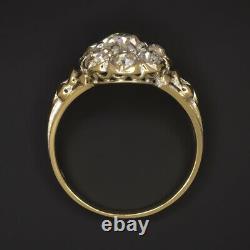 Rare 2 Carat Vieille Mine Coupée Bague De Cluster Diamant I-j Vs1 18k Or Antique Vintage