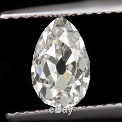 Rare Vieux Mine Coupe Pear Forme 1.25ct Certified F Si1 Diamond Cut Antique Vintage