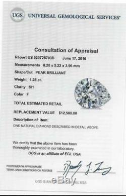 Rare Vieux Mine Coupe Pear Forme 1.25ct Certified F Si1 Diamond Cut Antique Vintage