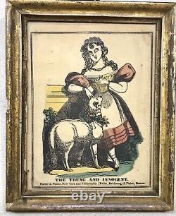 Rare Vintage Antique 1800' The Young & Innocent Colorized Lithograpgh Framed Old
<br/> 
<br/>

Rare Vintage Antique 1800' Le Jeune & Innocent Colorized Lithograpgh Encadré Ancien