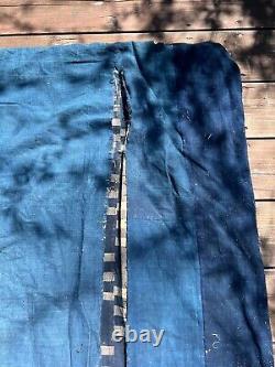 Remake de vieux tissu teint à l'indigo profond Boro Vintage Antique japonais 160X96cm n7