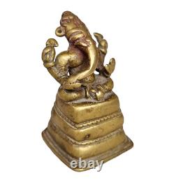 Statue / Figure rare en laiton antique, ancienne et vintage, fabriquée à la main de Dieu Ganesha des années 1800