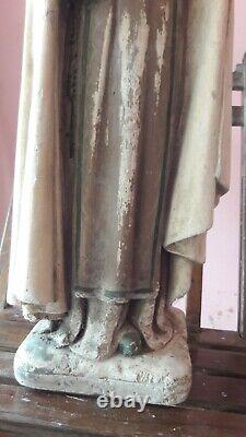 Statue Figurine Antique Vintage Vieux Chrétien Sainte Thérèse de Lisieux Petite Fleur