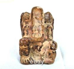 Statue / Figurine antique en pierre faite à la main du dieu hindou Ganesh datant des années 1800