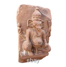 Statue ancienne vintage en grès antique sculptée à la main de Dieu Ganesh des années 1800
