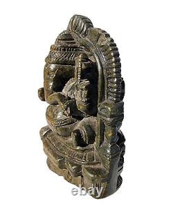 Statue rare en pierre vintage ancienne des années 1800 représentant le dieu Ganesh à double face