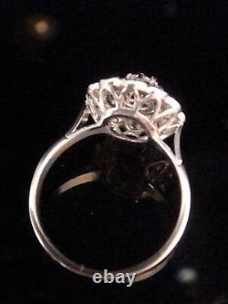 Stupéfiant French Edwardian Art Deco Platinum Old Cut Diamond 1.40ct Cluster Ring
