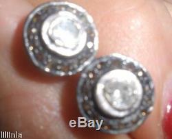 Superbe Clean Diamant Antique 1 Ct Ancienne Mine Cut Rose Stud 14k Boucles D'oreilles