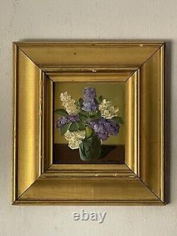 Superbe peinture à l'huile impressionniste de nature morte d'antiquité fine, fleurs anciennes modernes vintages 56.