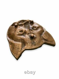 Tête De Chat De Bronze Antique Baguier Vide Poche Gilded Taille 10 CM Rare Vieux 20ème