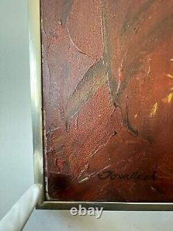Tom Irish Antique MID Century Modèle Abstract Oil Painting Old Vintage Large 60s
