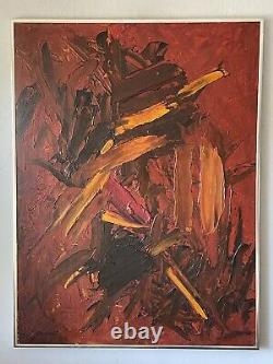 Tom Irish Antique MID Century Modèle Abstract Oil Painting Old Vintage Large 60s