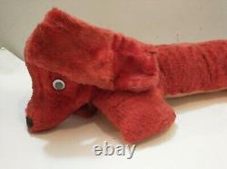 Très ancien doudou de chien teckel en peluche rouge de collection