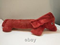 Très ancien doudou de chien teckel en peluche rouge de collection