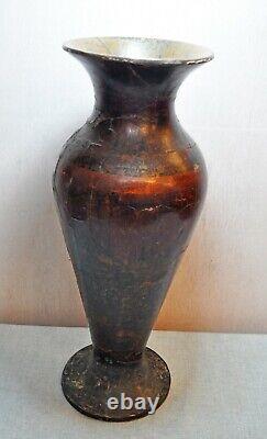 Vase en papier mâché peint figuratif ancien kashmiri original de collection
