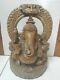 Vieil Antique Vintage Wood Sitting Lord Ganesha Statue Figurine Idol 10 Hauteur