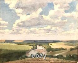 Vieille Antique 1911 C Bertram Hartman Peinture À L'huile / Conseil Signé Cadre Vieux
