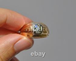 Vieille Coupe Européenne Antique. 56 Ct Natural Diamond Mens Ring 14k Or Massif 7,75