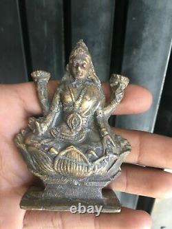 Vieille Déesse Vintage 3 Pc De Richesse Lakshmi Brass Rare Figurine Statue Collectible