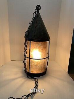 Vieille Lampe De Suspension Antique, Vieille De 100 Ans, Blacksmith Made, Shade Is Rare
