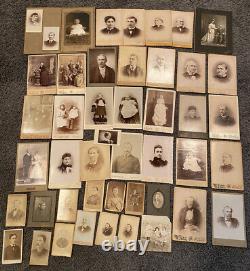 Vieille Vintage Antique Noir Et Blanc Photos Cartes Cabinet Hommes Femmes Enfants
