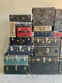 Vieilles Valises Anciennes Trunks Bagage Lot Armoire Steamer Old Footlocker +36