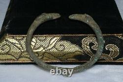Vieux Bracelet De Bronze Romain Antique Avec Finiels Serpent Circa 1er 3ème Siècle Après J.-c.