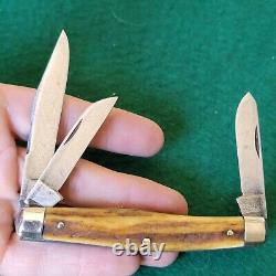 Vieux Couteau de Poche Pliant Allemand de Chasseur à Grands Bois de Cerf