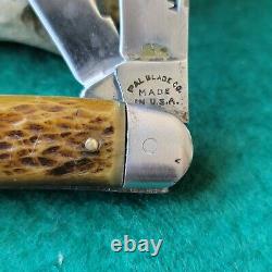 Vieux Vieux Vieux Pal Blade Antique Co Remington Bone Stag Stockman Couteau De Poche