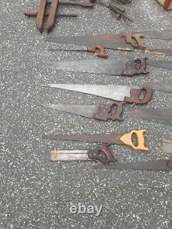 Vieux Vtg Antique Wood Handle Disston, Superior, Misc Hand Saw Lot Of 8