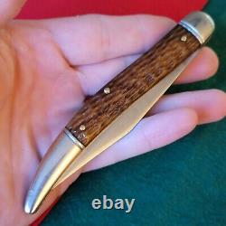 Vieux couteau de poche pliant Dasco en os de cerf, style vintage et antique du Texas
