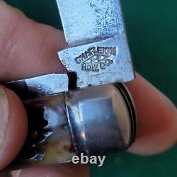 Vieux couteau de poche pliant Jack en os de cerf Shapleigh HDW antique et vintage