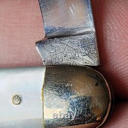 Vieux couteau de poche pliant de style Schatt Morgan avec manche en nacre