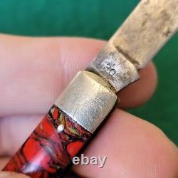 Vieux couteau de poche trapper Jack en celluloïd élégant Utica de collection