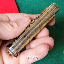 Vieux couteau de poche utilitaire Scout allemand en os avec rainure de ver à bois ancien