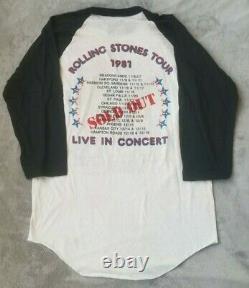 Vintage 1981 Rolling Stones Stadium Tour Raglan Hommes XL New Old Stock
