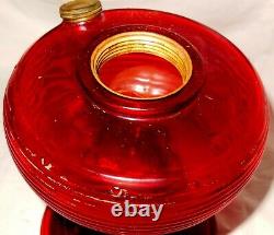 Vintage Antique Aladdin Ruby Red Beehive Oil Lampe W Modèle Original B Burner Old