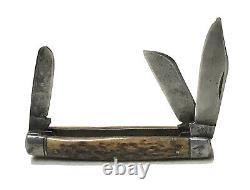 Vintage Antique Forged USA Antler Stag Polding 3-blade Pocket Polding Couteau Old