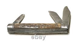 Vintage Antique Forged USA Antler Stag Polding 3-blade Pocket Polding Couteau Old