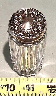Vintage Antique Hallmarked Sterling Silver Repousse Cristal Coupé Jar Vieux