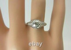 Vintage Antique Platinum 0.89 Ct Diamond Engagement Ring 0.97 Ct Tw Old Mine Cut