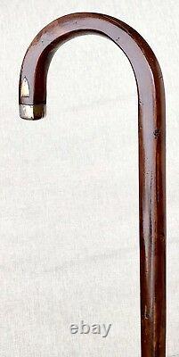 Vintage Antique Quadrilatéral Shaft Sterling Silver Bâton De Marche Vieille Canne 36l