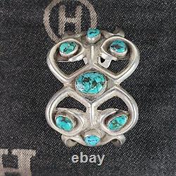 Vintage Antique Vieux Tufa Cast Sterling Turquoise Cuff Bracelet