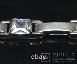 Vintage Argent Sterling 925 Bracelet Zircons Hommes Femmes Bijoux Rare Vieux 20ème